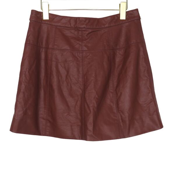 Free People Maisie Vegan Mini Skirt Brown Faux Leather Button Skirt Size 12 - Picture 8 of 11